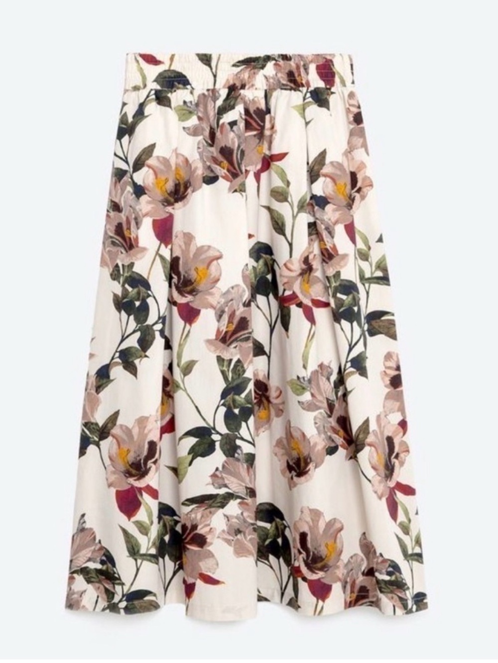 Zara Floral A-Line Midi Skirt with Pockets in Medium
